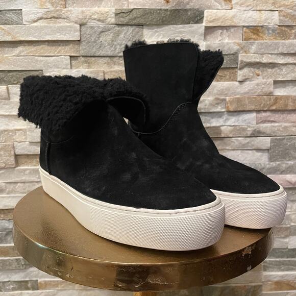 UGG Lynus Sneaker Boots | Black Suede Shearling, 8, Worn 1x, Cozy-Chic - Picture 13 of 13